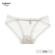 柔軟膚撞色蕾絲性感微透少女內褲高開(kāi)叉三角包臀短褲 白色 M