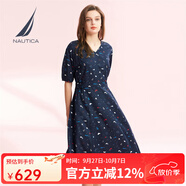 諾帝卡（NAUTICA）【商場(chǎng)同款】女裝春夏新款萊賽爾親膚透氣休閑連衣裙女41DO04 藏青色4NV S