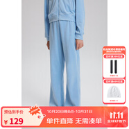 ELLE KIDS童裝 戴帽天鵝絨秋季女童休閑套燙鉆開(kāi)衫外套/長(zhǎng)褲可選 藍(lán)色-長(zhǎng)褲 120 （110/120）