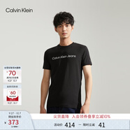 Calvin KleinJeans夏季男女情侶中性年輕ck多色印花透氣修身短袖T恤J320931 BEH-太空黑 S （推薦120-130斤）