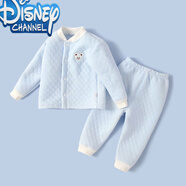 迪士尼（Disney）嬰兒套裝保暖春款外穿秋冬嬰兒衣服加厚空氣棉寶寶開胸夾棉內衣褲 藍色 80cm 可開檔
