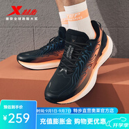 特步（XTEP）【門店同款】風(fēng)火28代跑步鞋秋冬季革面棉鞋運動鞋 黑/熒光霞虹（革面） 44