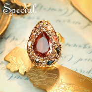 special輕奢小眾設計歐美風(fēng)大氣碧璽戒指開(kāi)口可調節 輕奢少女芭比粉戒指