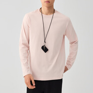 墨麥客（MMAICCO）男裝230g男士打底t恤秋冬精梳棉長袖t新款2025秋打底衫恤男純色 粉色 L