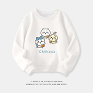 FGHGF吉伊卡哇童裝早秋衛(wèi)衣chiikawa三小只卡通男女孩學(xué)生純棉長(zhǎng)袖T恤 01# 白色 170 M碼