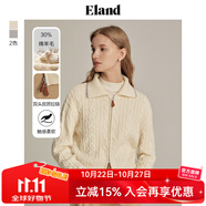 ELAND衣戀針織衫開衫格雷系中短款羊毛混紡雙頭拉鏈毛衣 象牙白/白色(39)Ivory S (160)