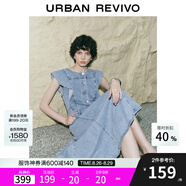 UR七夕2025夏季新款女裝復(fù)古牛仔荷葉邊牛仔連衣裙UWG850114 藍(lán)色 M