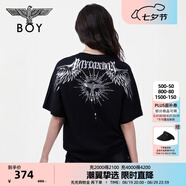 BOY LONDON【暗黑羅盤】夏情侶款短袖權(quán)杖印花炸街潮牌T恤N01906 黑印銀N01906 經(jīng)典升級款 S