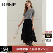 KBNE半身裙女款新中式半裙小個(gè)子法式中國風(fēng)a字裙中長(cháng)裙 黑色 M