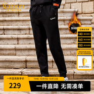 卡賓男裝針織褲春秋新款熒光LOGO松緊腰休閑印花青年F 加絨款漆黑色 3XL /190/56
