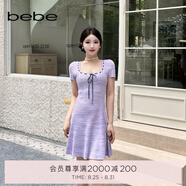 bebe【七夕禮物】夏季新款女士氣質(zhì)薄款織帶花邊魚尾針織連衣裙230905 淡紫 S 尺碼偏小