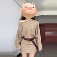 馨悠潔法式露肩裙子女秋冬季氣質(zhì)絕美內(nèi)搭打底 卡其色【小個(gè)子顯高穿搭法式氣質(zhì)名媛高端女神范高級(jí)感 S 40/45kg