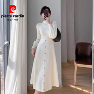 皮爾卡丹（pierre cardin）半高領(lǐng)長袖針織中長款連衣裙氣質(zhì)韓國女內(nèi)搭毛衣裙子秋冬2025新款 杏色 M 95-110斤