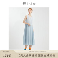 EIN【百褶天使裙】EIN言小清新簡(jiǎn)約絲棉多巴胺打底連衣裙夏季新款 淺藍(lán)  S
