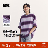 森馬（Semir）短袖T恤男條紋情侶裝夏季半袖上衣oversize無性別潮101324100211
