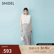 SNIDEL2025春夏新品優(yōu)雅百搭高腰蕾絲鏤空鉤花半身裙SWFS252012 灰色 M (1)