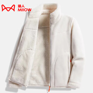 貓人（MiiOW）搖粒絨外套女男情侶抓絨衣加絨冬加厚羊羔絨雙面穿衛衣保暖珊瑚絨 ZZ22028象牙白-女 L