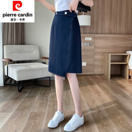 皮爾卡丹（pierre cardin）設(shè)計(jì)感中長裙子女夏季2025新款韓版遮跨西裝字裙顯瘦小眾半身裙 藏青色 S 建議75-90斤