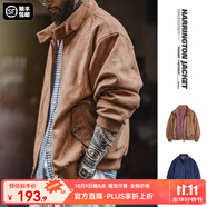 馬登工裝美式復古麂皮絨哈靈頓G9夾克男寬松立領vintage男士外套秋季 黃棕色 【簡約休閑男裝/美拉德穿搭】 2XL 【請勿與淺色衣物混洗】