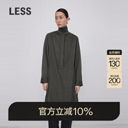 LESS春絲羊毛薄呢風(fēng)衣式正肩小立領(lǐng)通勤收腰長款連衣裙2O1G14040 070/深雜灰 L