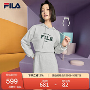FILA 斐樂(lè )官方女子針織連衣裙2025春夏時(shí)尚休閑連帽長(cháng)袖衛衣裙