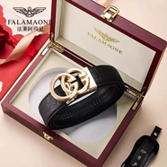 法莎尼亞2025新款法萊亞曼尼真皮男士奢侈品牌男潮年輕人皮帶十大名牌腰帶 金色實(shí)木禮盒 110cm