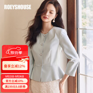 ROEYSHOUSE羅衣知性淺綠色薄款小外套女秋裝新款高級感修身OL西服09101 淺綠色 XL