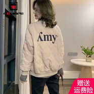 AEMAPE外套女2025春秋冬季新款棉服小個(gè)子菱形格棒球服短外套女裝上衣 米白色 2XL _130-145斤