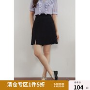 獨(dú)束大碼女裝【長(zhǎng)短款】簡(jiǎn)約高腰開(kāi)叉半裙女夏季胖mm修身顯瘦半身裙 月夜黑-短款 L