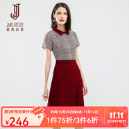 經(jīng)典故事（JANE STORY）品牌2025夏季新款格紋polo連衣裙女氣質(zhì)設(shè)計感假兩件格子裙小眾 U03 紅帶多色 S
