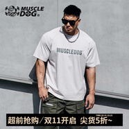 MUSCLE DOG肌肉狗 潮牌夏季時(shí)尚簡(jiǎn)約百搭寬松運動(dòng)休閑短袖T恤健身訓練上衣男 深灰色 XL