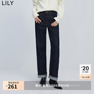 LILY春新款女裝全棉時(shí)尚百搭休閑通勤顯瘦高腰小直筒牛仔褲女 406鈷藍 S