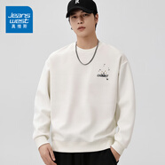 真維斯純色重磅圓領(lǐng)衛衣男士秋季新款氣質(zhì)小眾設計感繡花寬松休閑上衣男 白色 XL