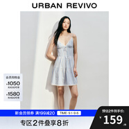 UR2025春季新款女裝波嬉風(fēng)拼接蕾絲條紋吊帶連衣裙UYL750025 中藍(lán)條紋 (領(lǐng)口偏低) L