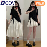 DGOV女裝韓版穿搭套裝夏季蝴蝶結(jié)上衣遮肚顯瘦蛋糕裙子兩件套 短裙 單件 M 推薦80-100斤