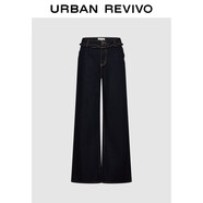 UR2025秋季新款女裝休閑復古木耳邊闊腿牛仔長(cháng)褲UYY850246