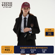 Teenie Weenie小熊西裝外套女秋冬款學院風休閑小個子單排扣小西裝外套女 黑色 M (165)