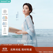 茵曼章若楠同款防曬苧麻棉女裝襯衫2025夏季新品襯衣上衣 淺藍(lán)色 S