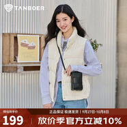 坦博爾羽絨服馬甲女立領(lǐng)寬松外搭短款羽絨背心外套TD236006 小香白 170