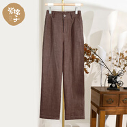 紫格子2025秋冬新款棉褲女時(shí)尚百搭休閑褲寬松顯瘦直筒褲女長(cháng)褲子 咖啡色 S