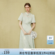 范思藍(lán)恩國風(fēng)新中式刺繡花木連衣裙女夏季2024新款裙子24FS12061 水草綠 M