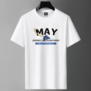 賓宇兄弟（BINYUXD）【男士T恤圓領(lǐng)夏季新款運動休閑寬肩短袖大碼 MAY鯊魚白色 S