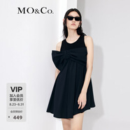 MO&Co.蝴蝶結不規則壓褶背心氣質(zhì)連衣裙娃娃裙顯瘦高端 黑色 M 165
