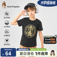 暇步士（Hush Puppies）童裝兒童25夏季圓領短袖T恤男女童款短袖 鉆石黑 150cm