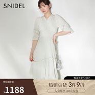 SNIDEL2025春夏新品優(yōu)雅花苞袖木耳邊蛋糕百褶連衣裙SWFO251122 薄荷綠 S (0)