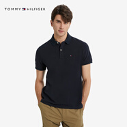 Tommy Hilfiger透氣舒適夏季男裝珠地棉商務(wù)純色短袖T恤翻領(lǐng)POLO 藏青色416 XS (：100-120斤)