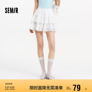森馬（Semir）半身裙女設(shè)計(jì)感肌理蕾絲花邊甜美2025夏A字蓬蓬短裙109325120002