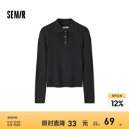 森馬毛衣女短款高領(lǐng)正肩緊身套頭衫休閑風(fēng)冬季顯瘦打底衫簡(jiǎn)約氣質(zhì) 黑色90001 155/80A/S