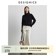 迪賽尼斯（DESIGNICE）冬季新款半高領(lǐng)全羊毛長(zhǎng)袖打底衫通勤毛針織衫女 黑色 M