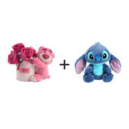 迪士尼官方正版草莓熊花束愛(ài)的抱抱浪漫送禮物女朋友可愛(ài)擺件裝飾 抱花束+史迪奇絨趣公仔30cm